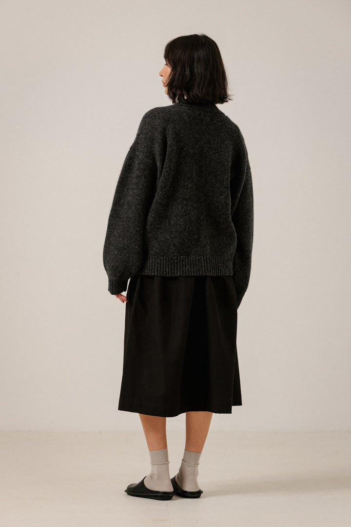 Oversized Alpaca Cardigan in Basalt