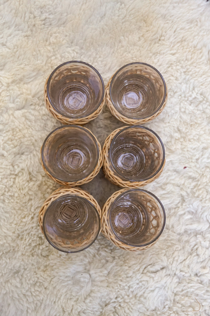 Rattan & Glass Tumber Set
