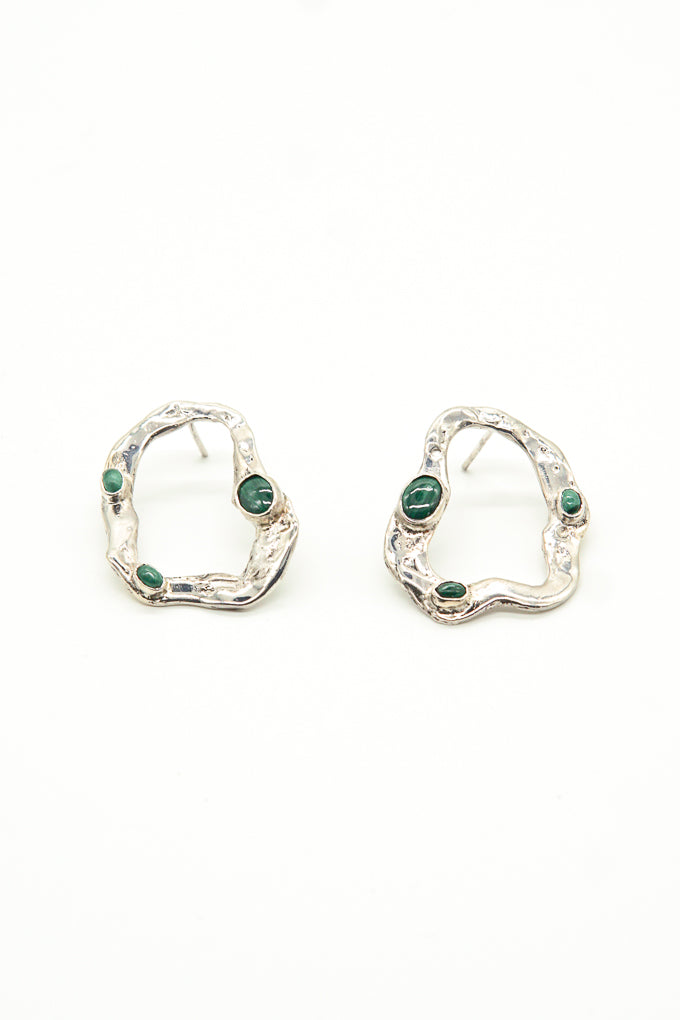 Organic Earrings with Malachite