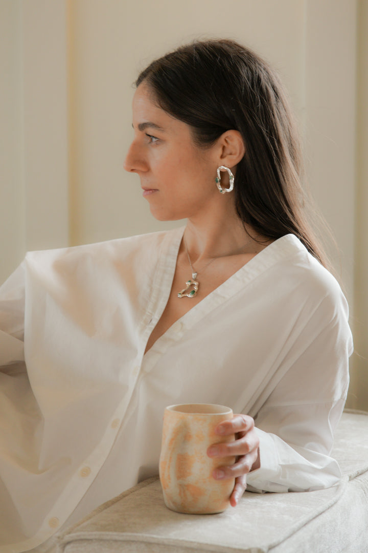 Organic Earrings with Malachite