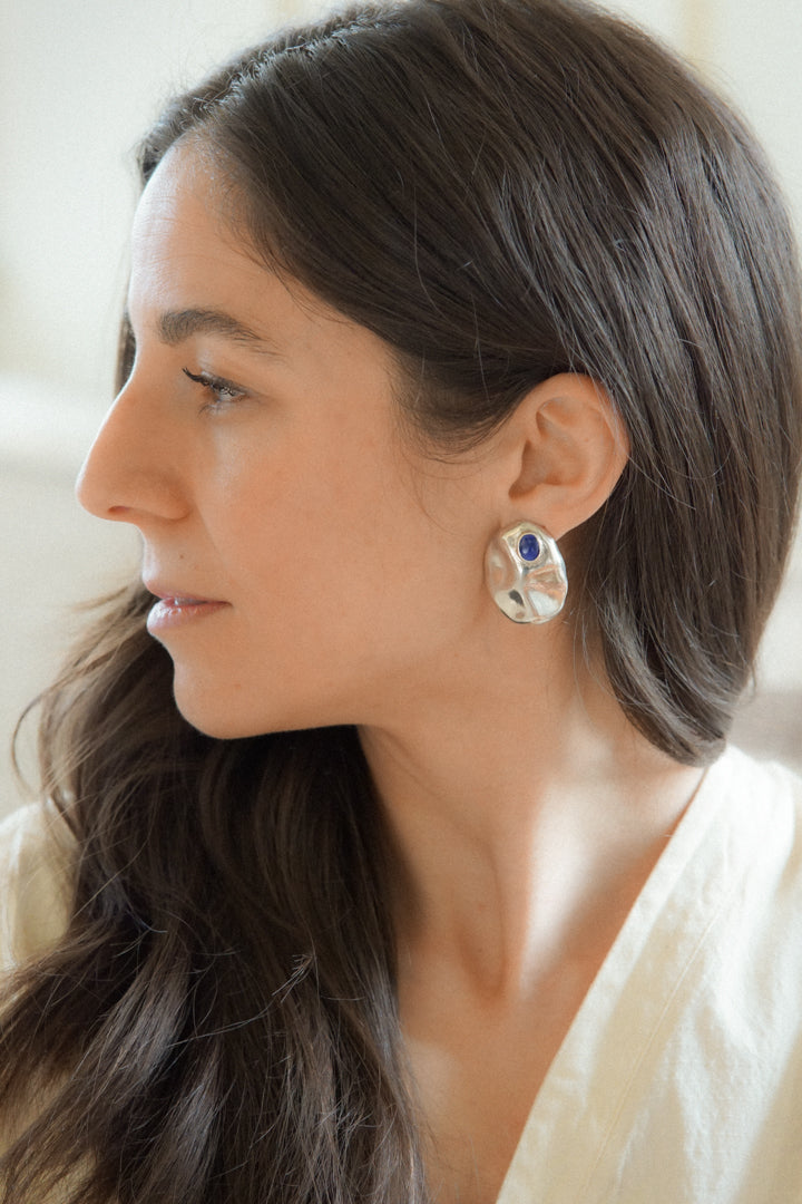 Nugget Earrings with Lapis Lazuli