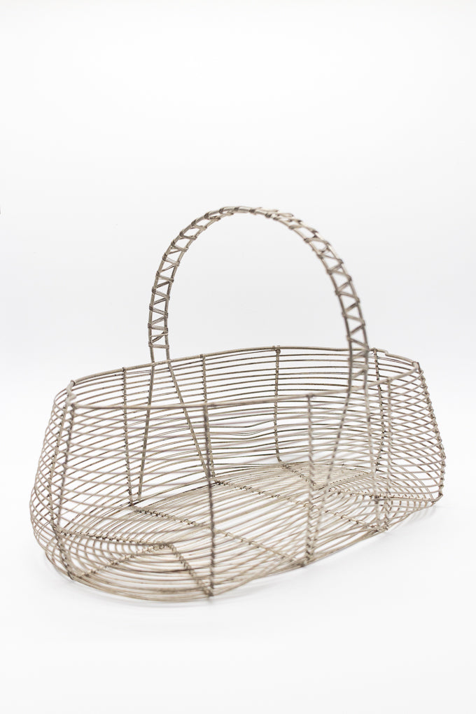 Vintage Silver Wire Market Basket