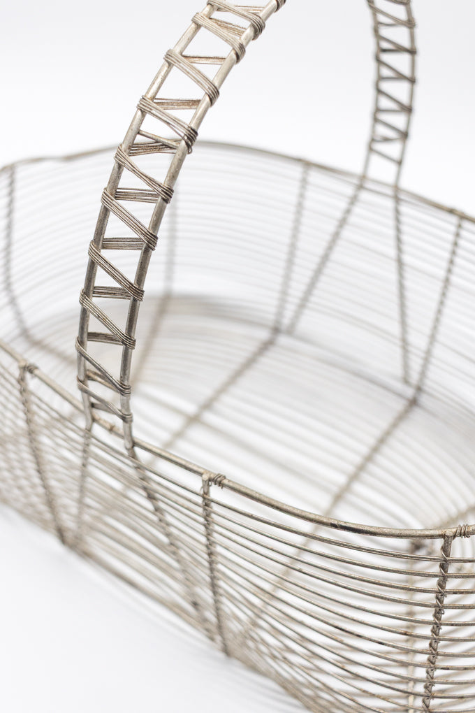 Vintage Silver Wire Market Basket