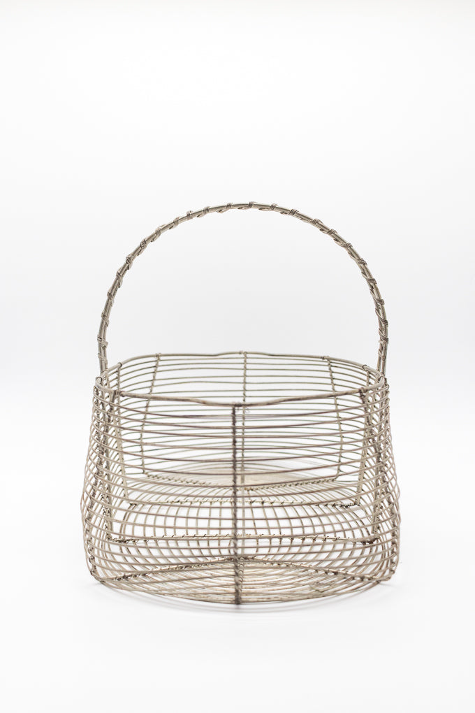 Vintage Silver Wire Market Basket