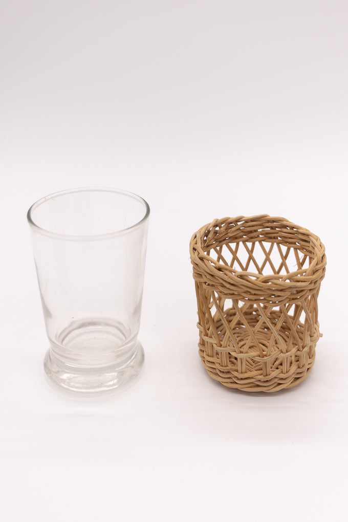 Rattan & Glass Tumber Set
