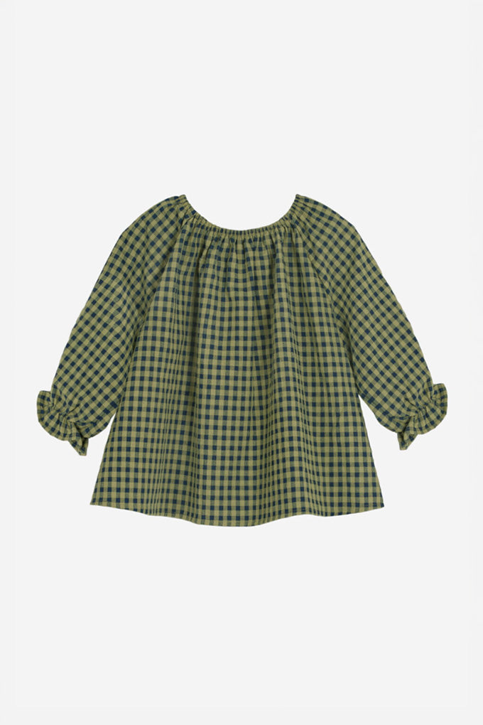 Check Top Puffy Sleeves
