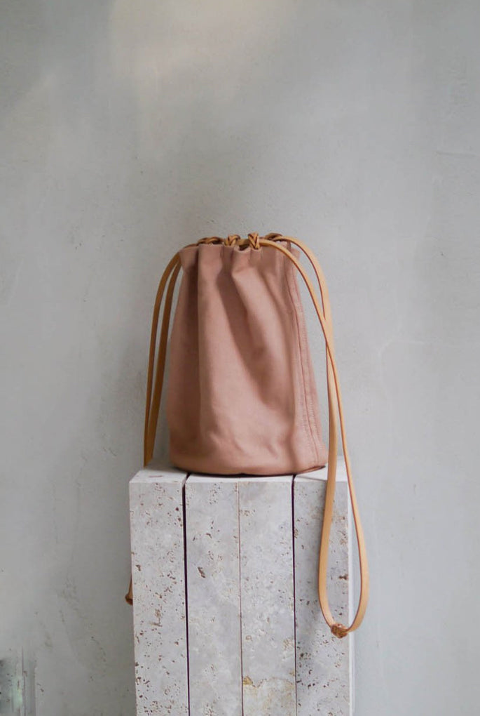 Woven Bucket Bag in Petal Pink