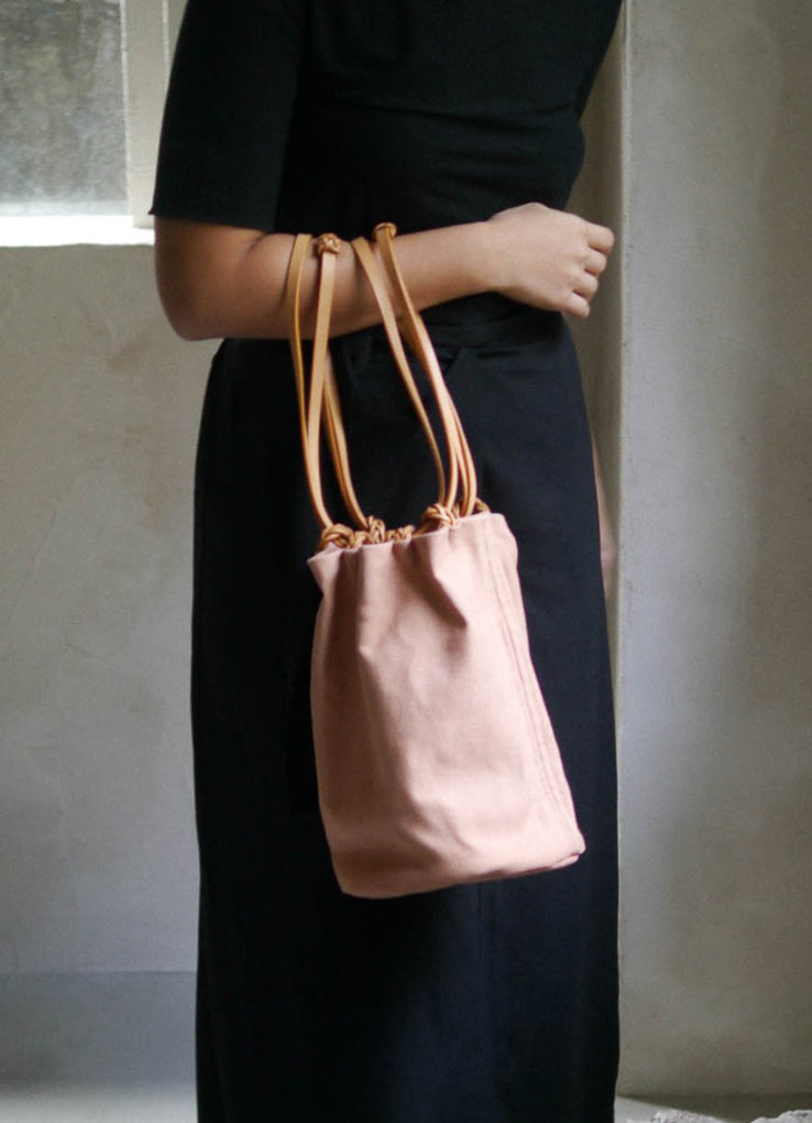Woven Bucket Bag in Petal Pink