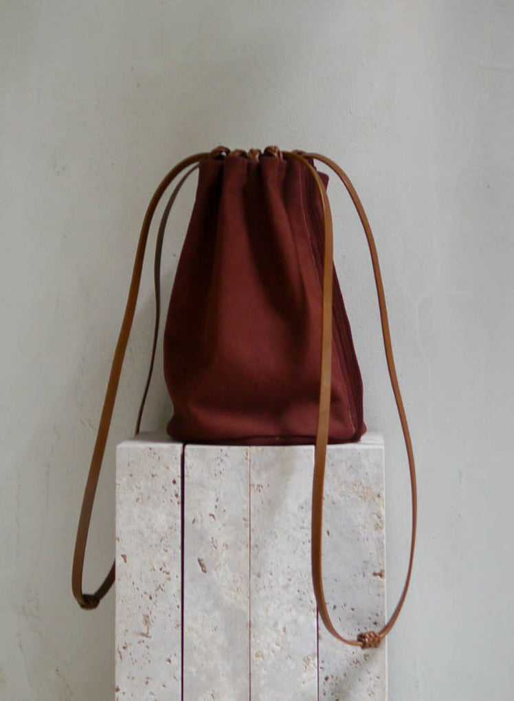 Woven Bucket Bag in Ochre Red