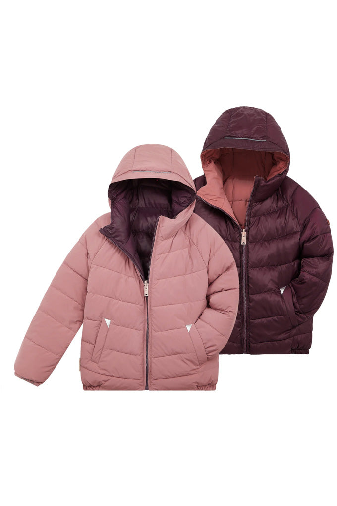 Eco Reversible Puffer Jacket - Damask Pink / Black Cherry