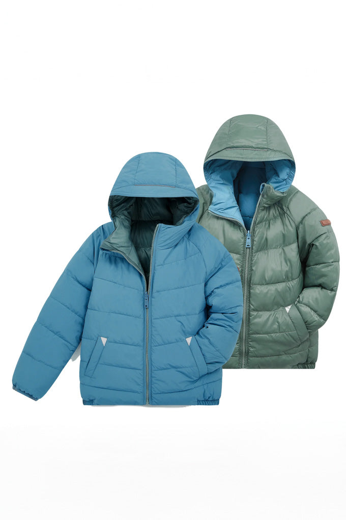 Eco Reversible Puffer Jacket - Cloud Blue / Fern