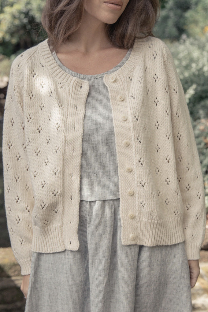 Pointelle Mabel Cardigan - Ivory