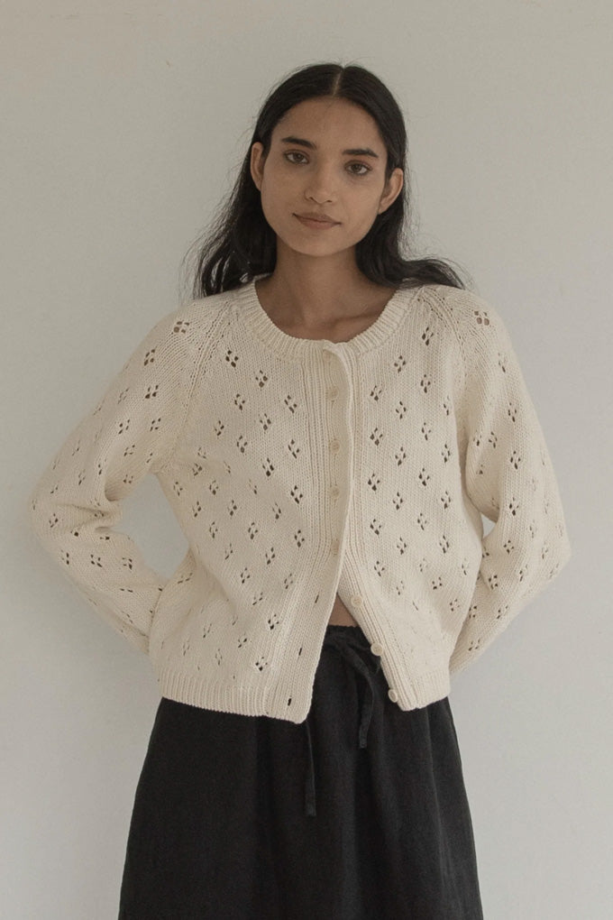 Pointelle Mabel Cardigan - Ivory