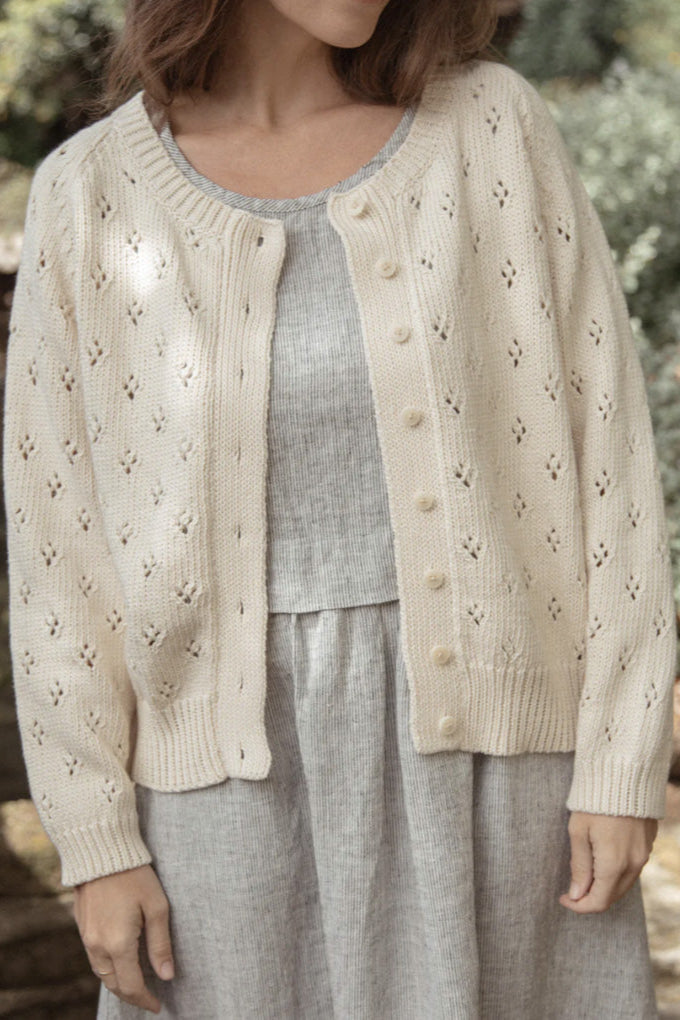Pointelle Mabel Cardigan - Ivory