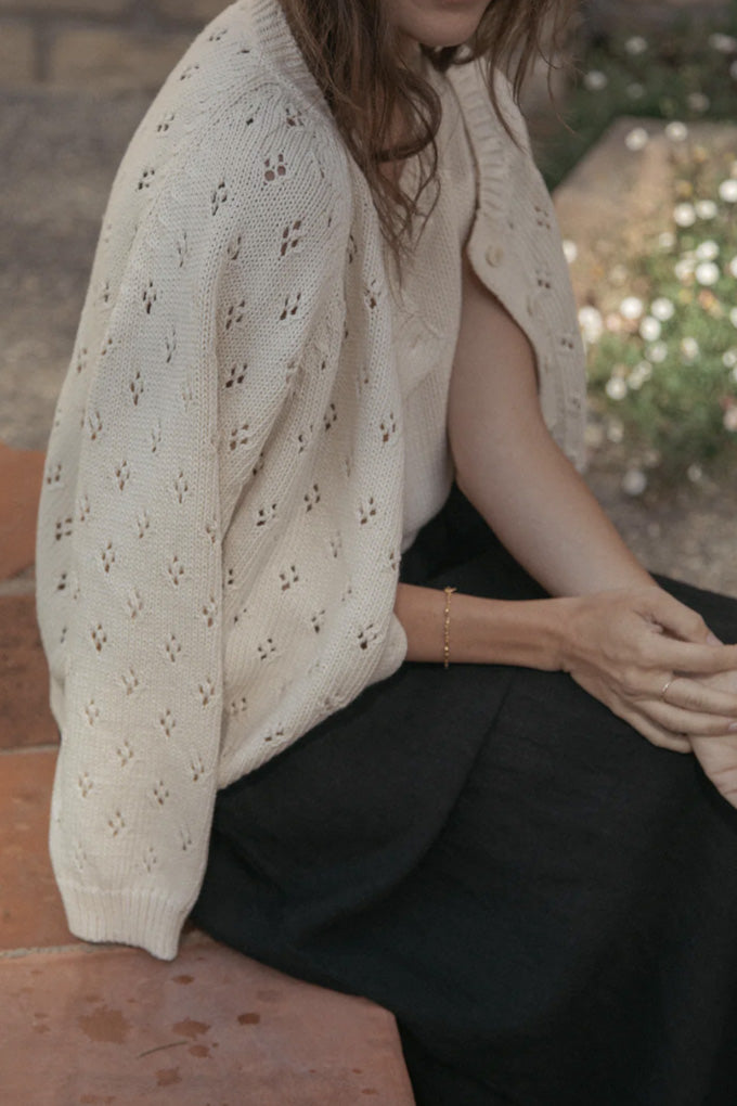 Pointelle Mabel Cardigan - Ivory