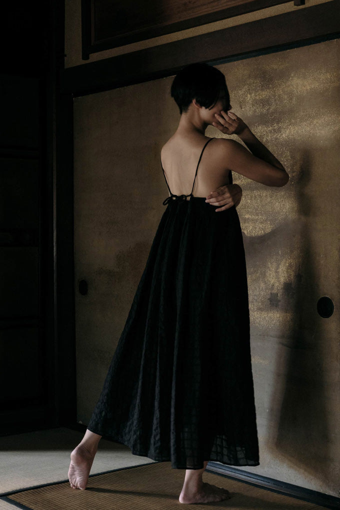 Ripple Strap Dress - Black