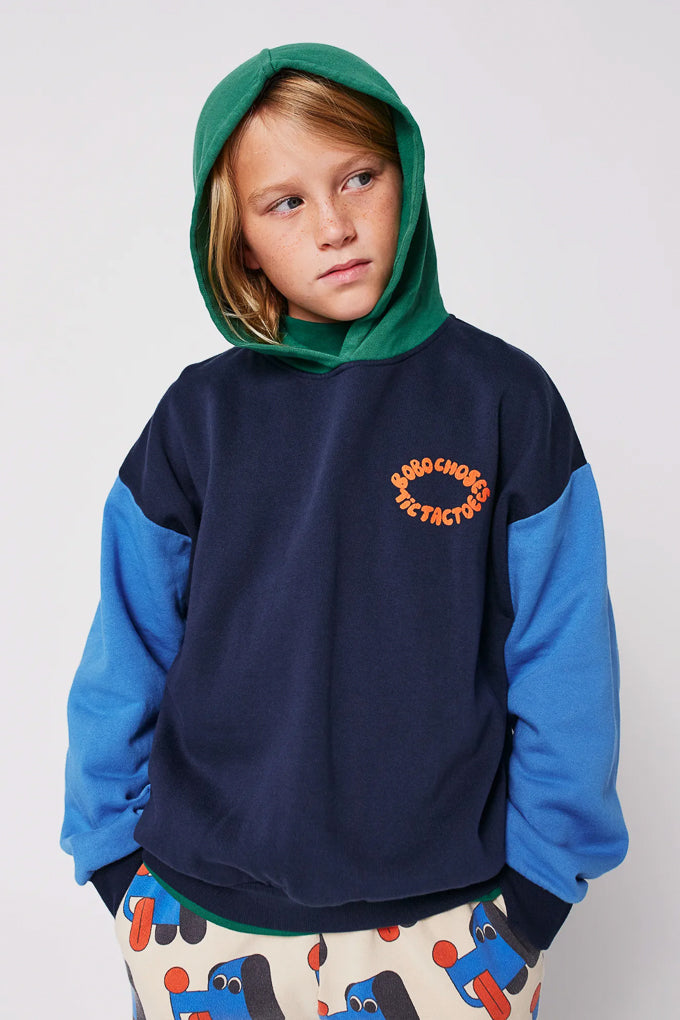 Tic Tac Toe Colorblock Hoodie Sweatshirt