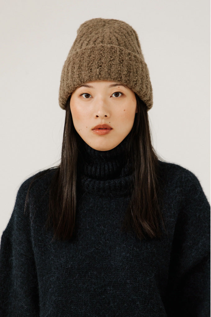 Colette Boucle Beanie - Dark Khaki