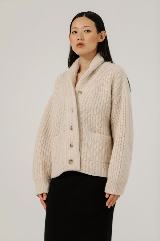Oversized Shawl Cardigan - Cream