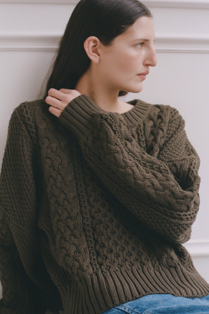 Fisherman Sweater in Umber