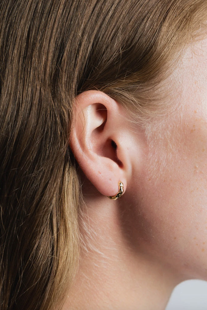 Organic Huggie Hoops - Gold