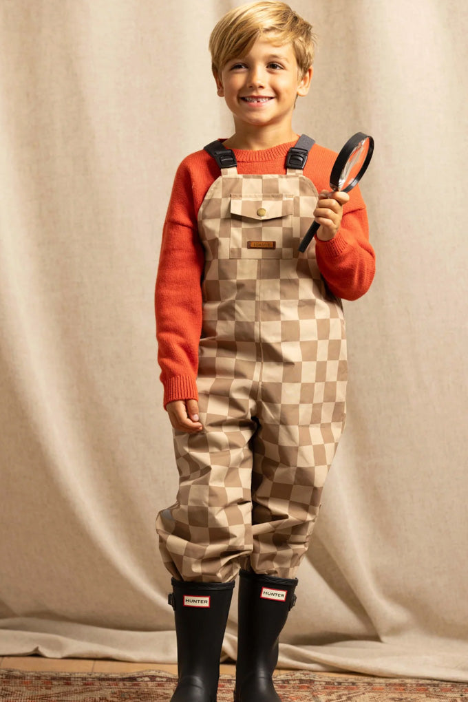 Waterproof Dungaree - Caramel Checkerboard