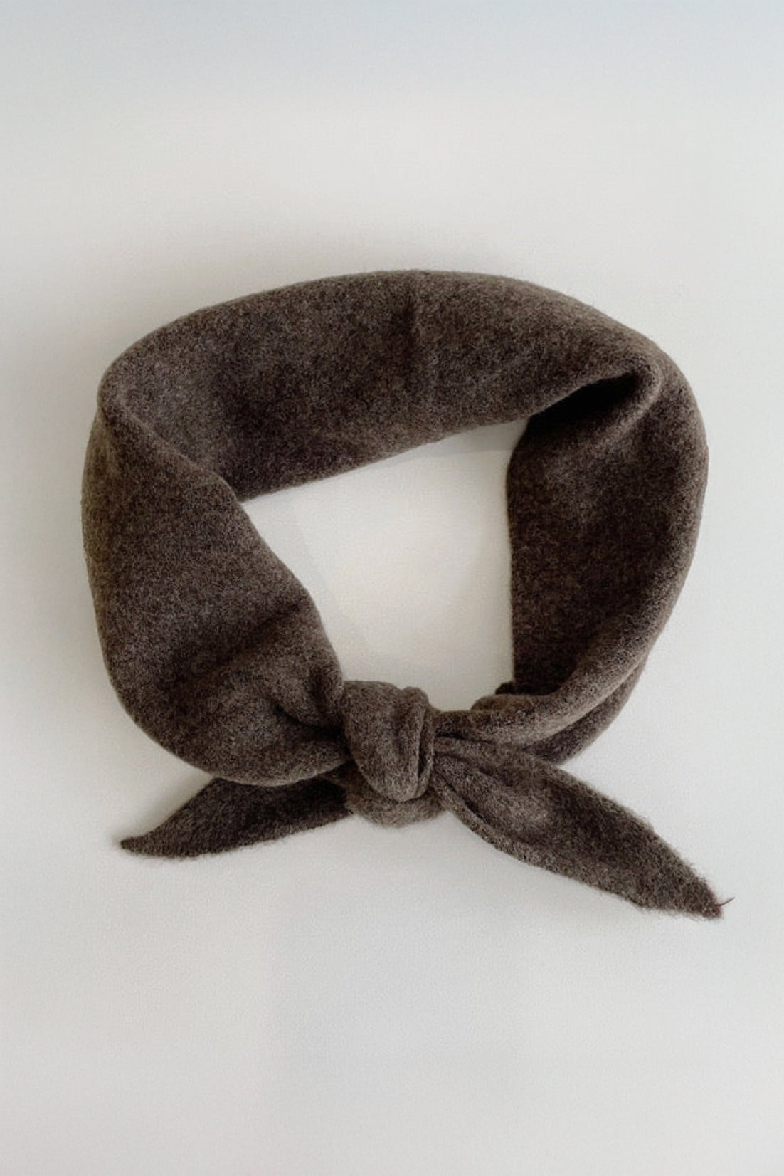 Fuzzy Wool Cravat Scarf - Brown