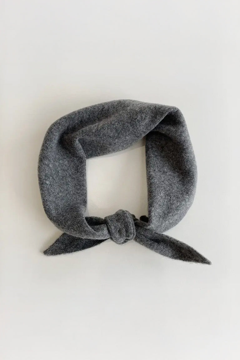 Fuzzy Wool Cravat Scarf - Dark Grey