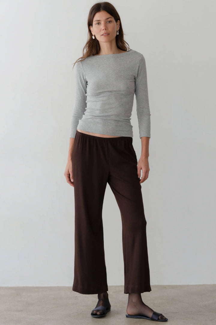 The Baby Rib Scallop Pant - Espresso