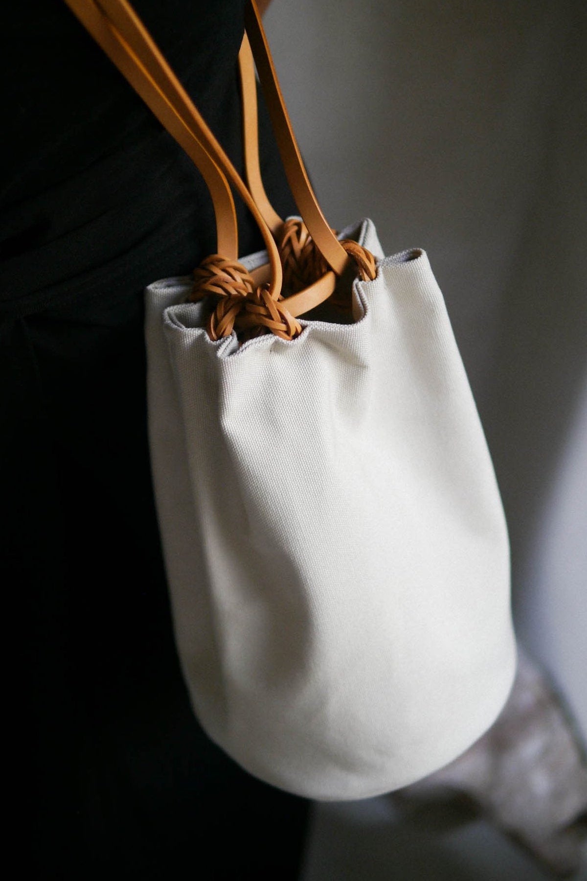 Woven Bucket Bag in Ivory