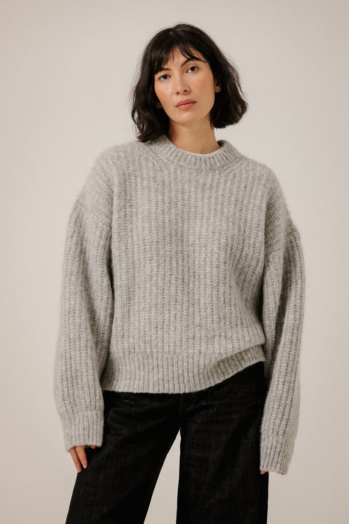 Lofty Alpaca Crewneck in Light Grey