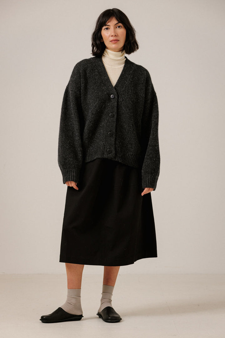 Oversized Alpaca Cardigan in Basalt