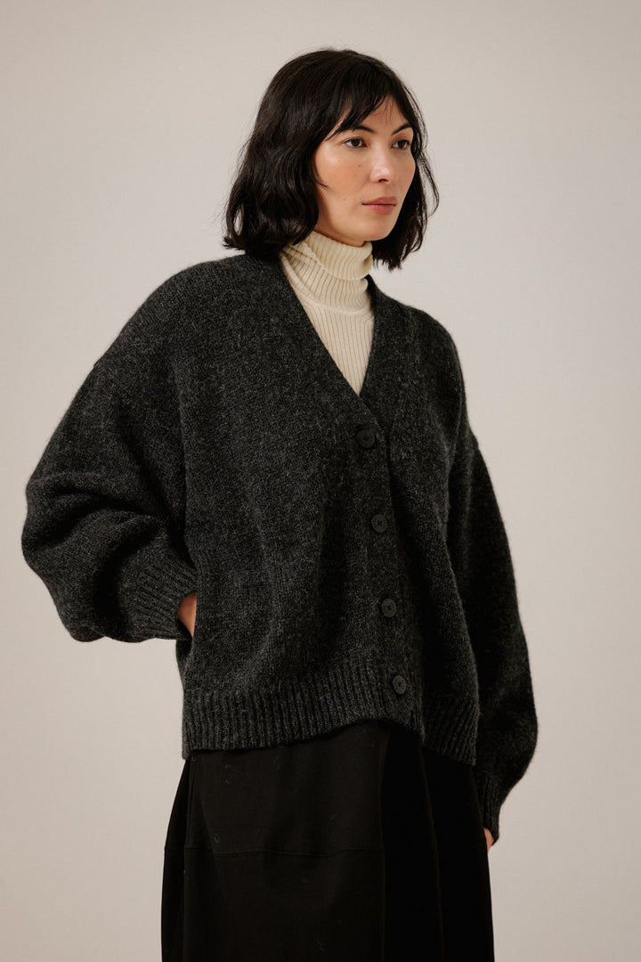 Oversized Alpaca Cardigan in Basalt