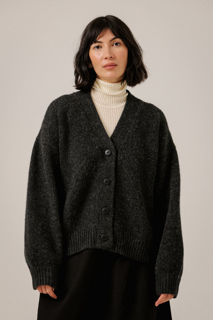 Oversized Alpaca Cardigan in Basalt