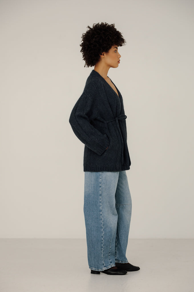 Roan Wrap Cardigan in Denim