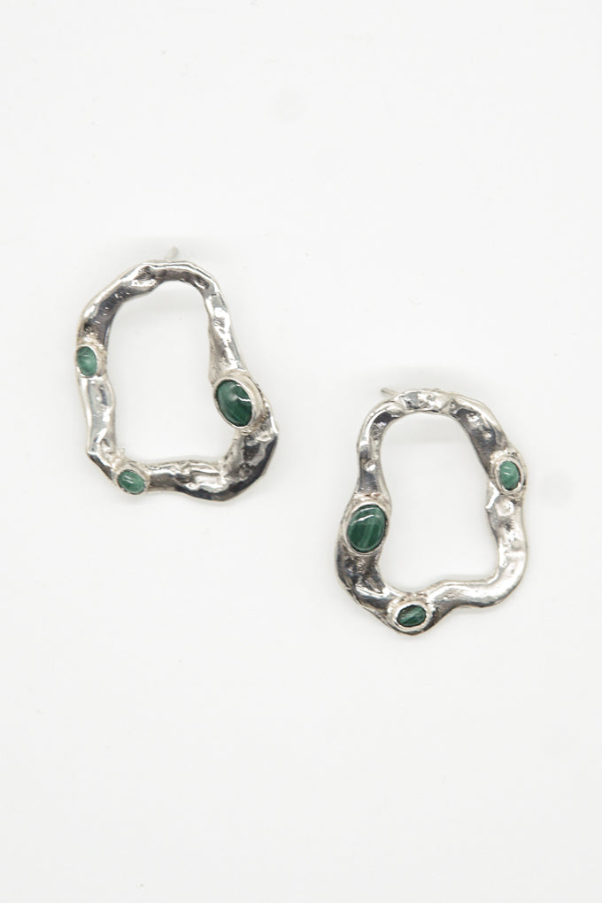 Organic Earrings with Malachite