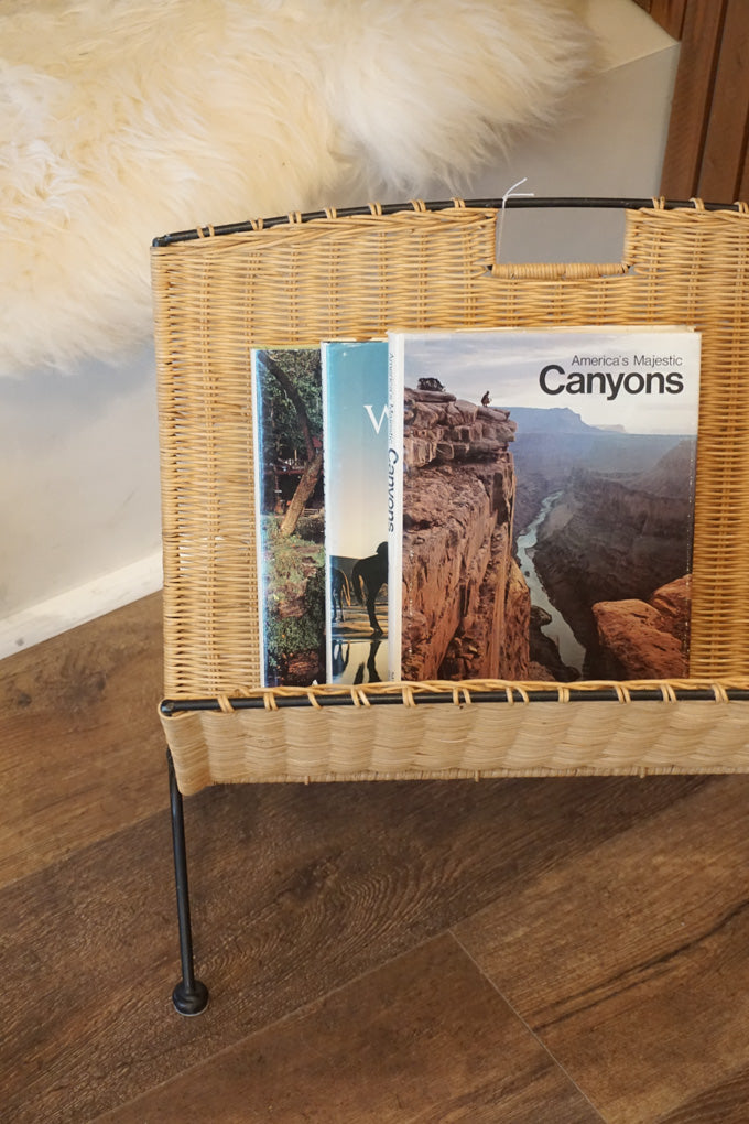 Wicker & Iron Magazine Rack