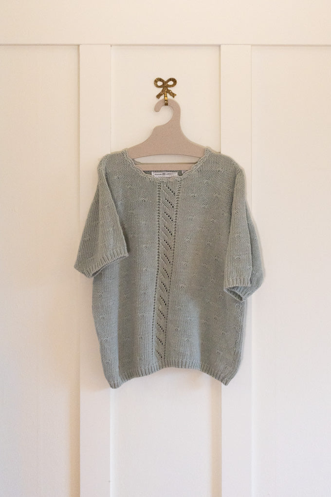 Short Sleeve Knit Sweater - Mint Green