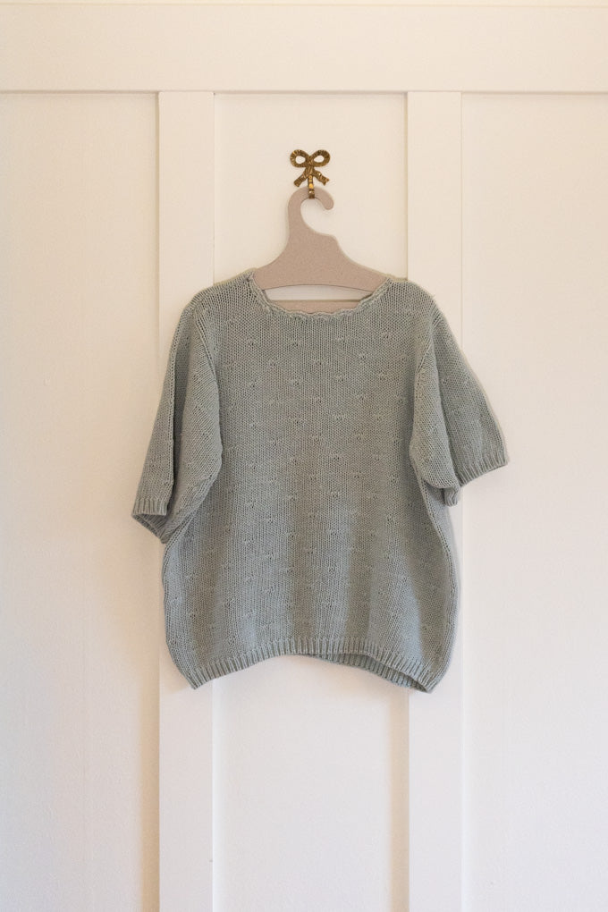 Short Sleeve Knit Sweater - Mint Green