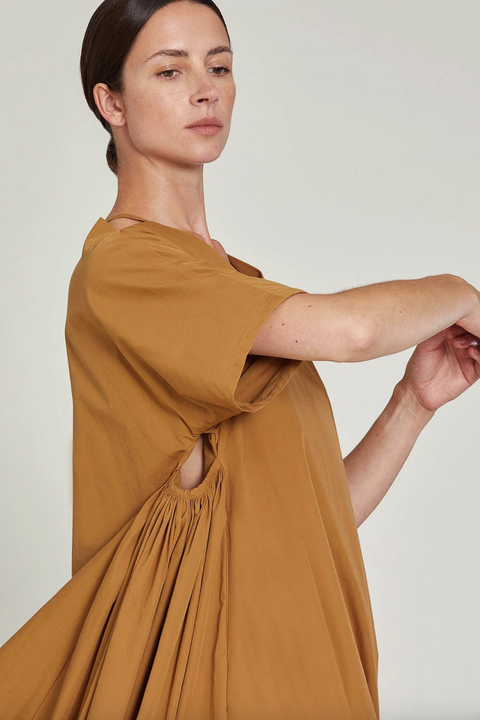 Star Neck Dress in Camel