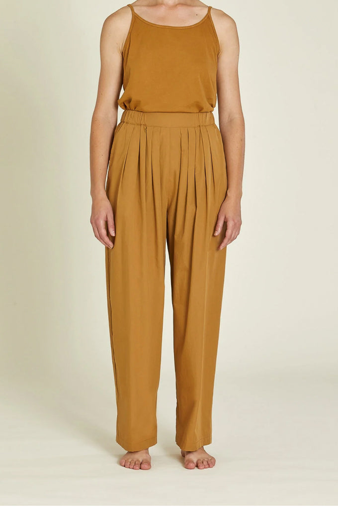 Straight Draped Pants in Camel