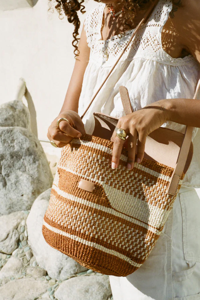 Sisal Bag with Leather Flap