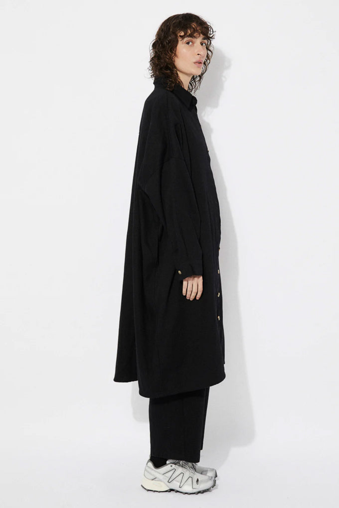 Pica Oversized Shirt Dress - Black