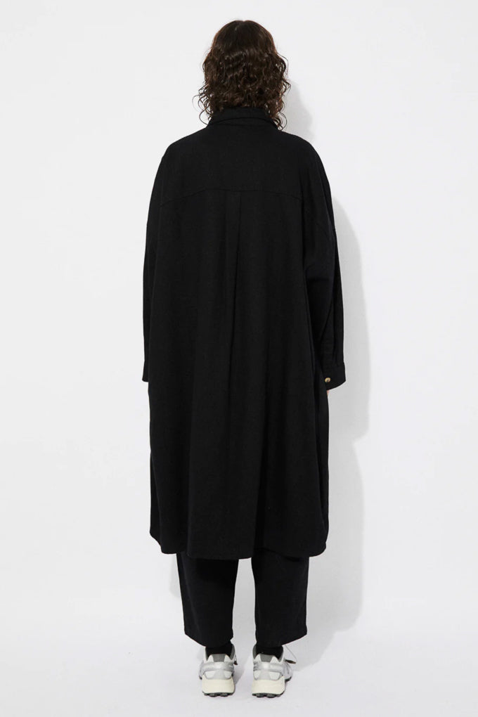 Pica Oversized Shirt Dress - Black