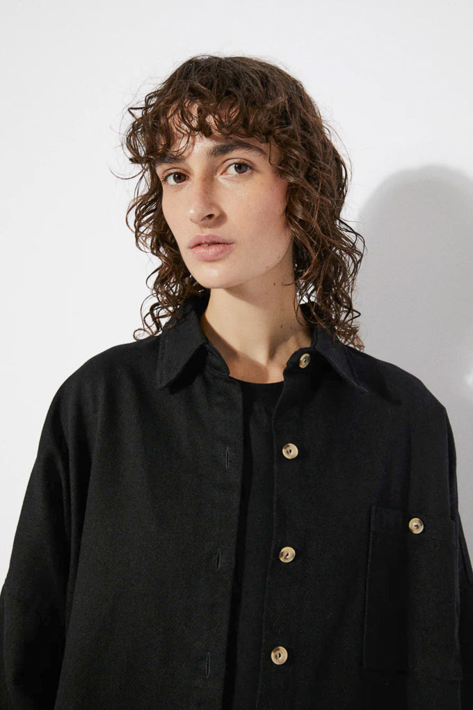 Pica Oversized Shirt Dress Black