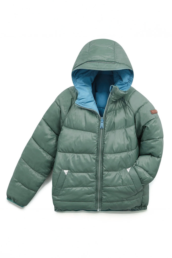 Eco Reversible Puffer Jacket - Cloud Blue / Fern