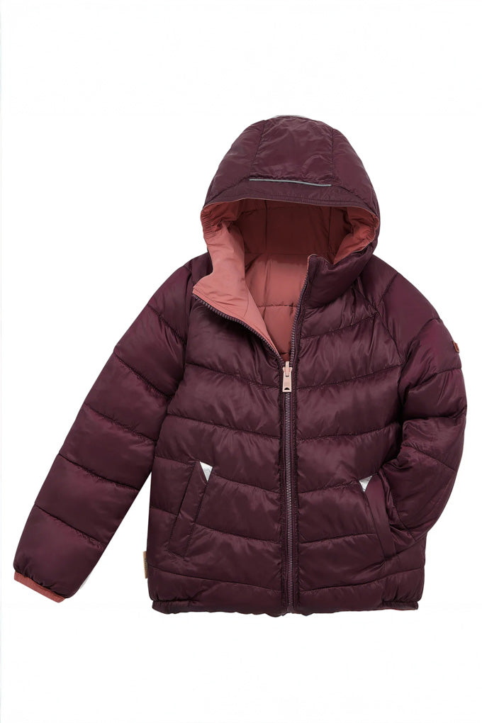 Eco Reversible Puffer Jacket - Damask Pink / Black Cherry