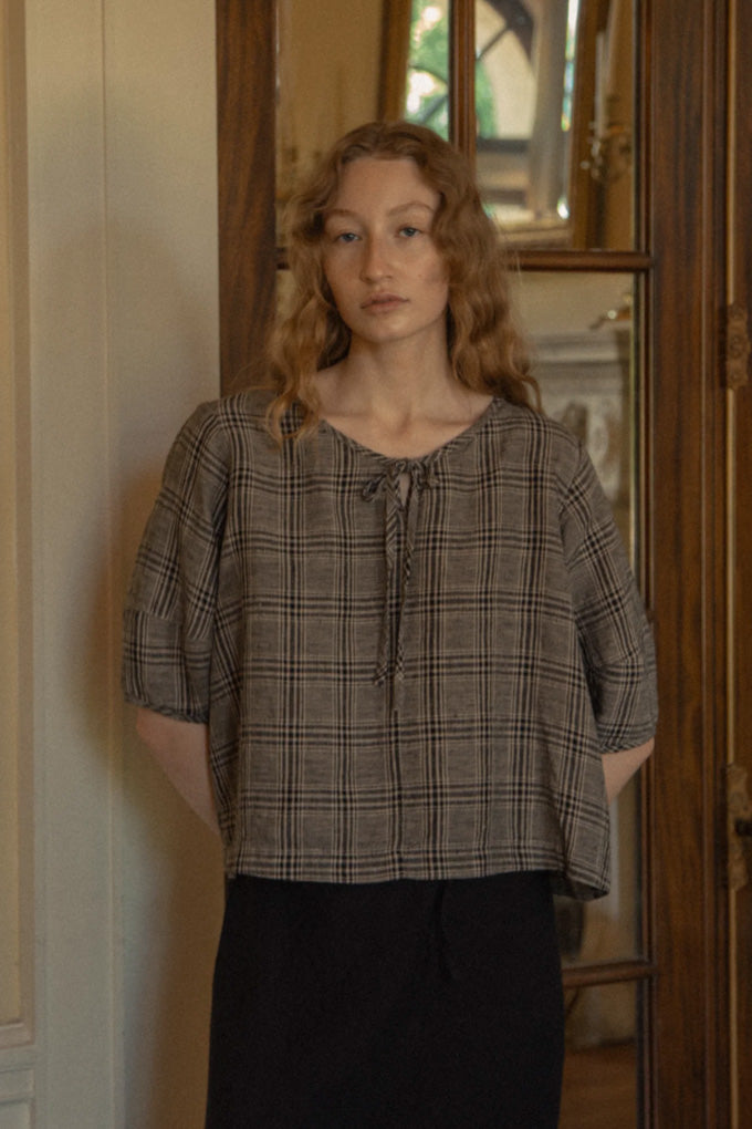 Blair Top - Grey Plaid