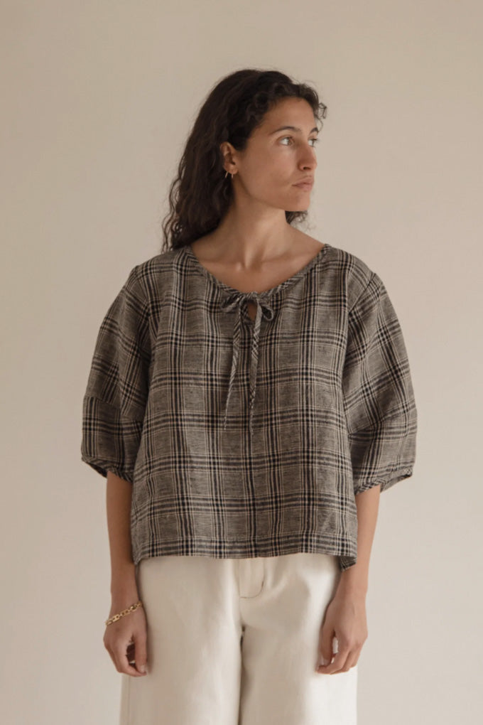 Blair Top - Grey Plaid
