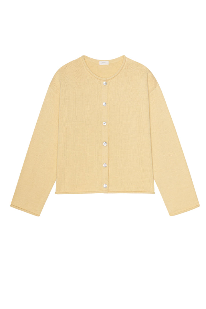 The Cotton Knit Roll Cardigan - Butter